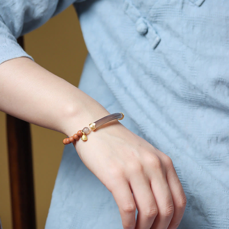 Buddha Stones Sandelhoutkleurige agaat Bangle-armband Mouwboord - image 20