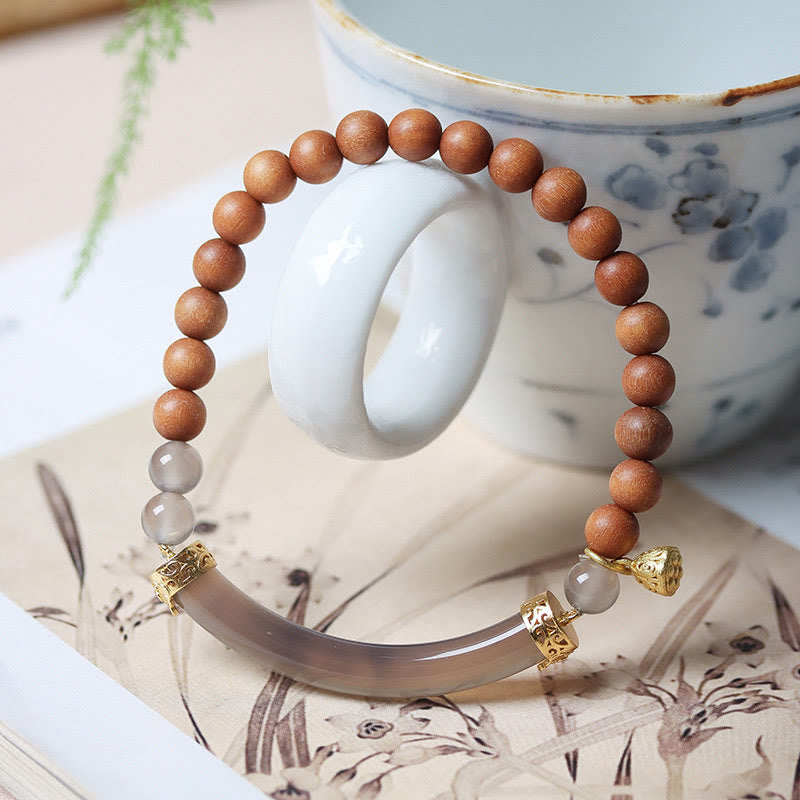 Buddha Stones Sandelhoutkleurige agaat Bangle-armband Mouwboord - image 1
