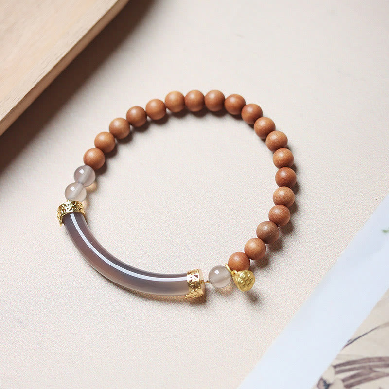 Buddha Stones Sandelhoutkleurige agaat Bangle-armband Mouwboord - image 8