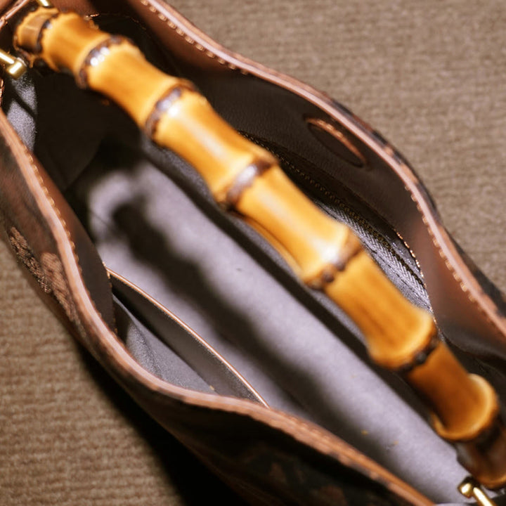 Buddha Stones Luxe Schoudertas (crossbody) van Xiangyunsha-zijde met bamboe handvat - image 28