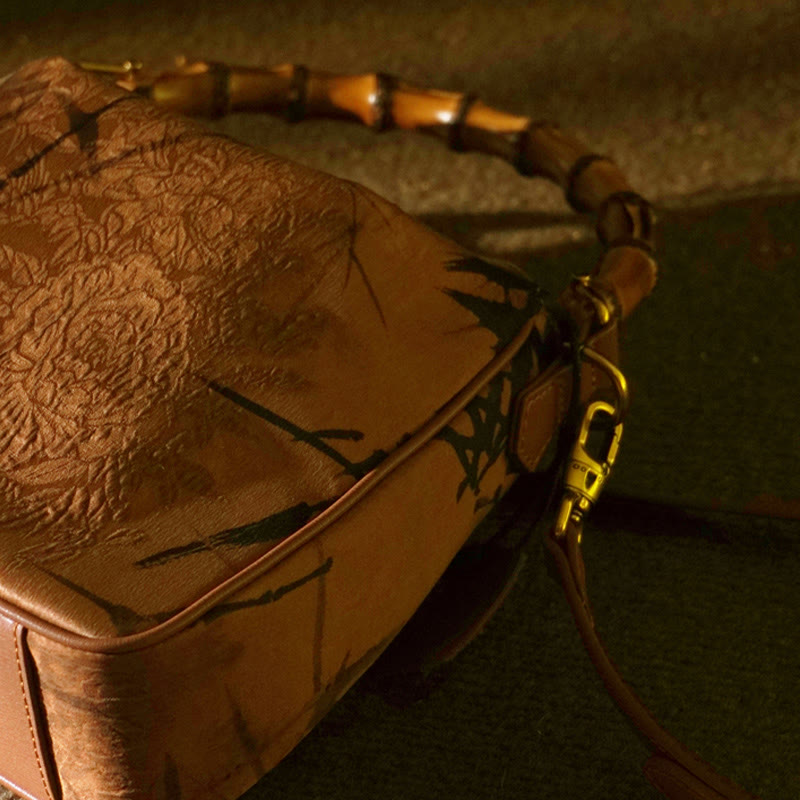 Buddha Stones Luxe Schoudertas (crossbody) van Xiangyunsha-zijde met bamboe handvat - image 25