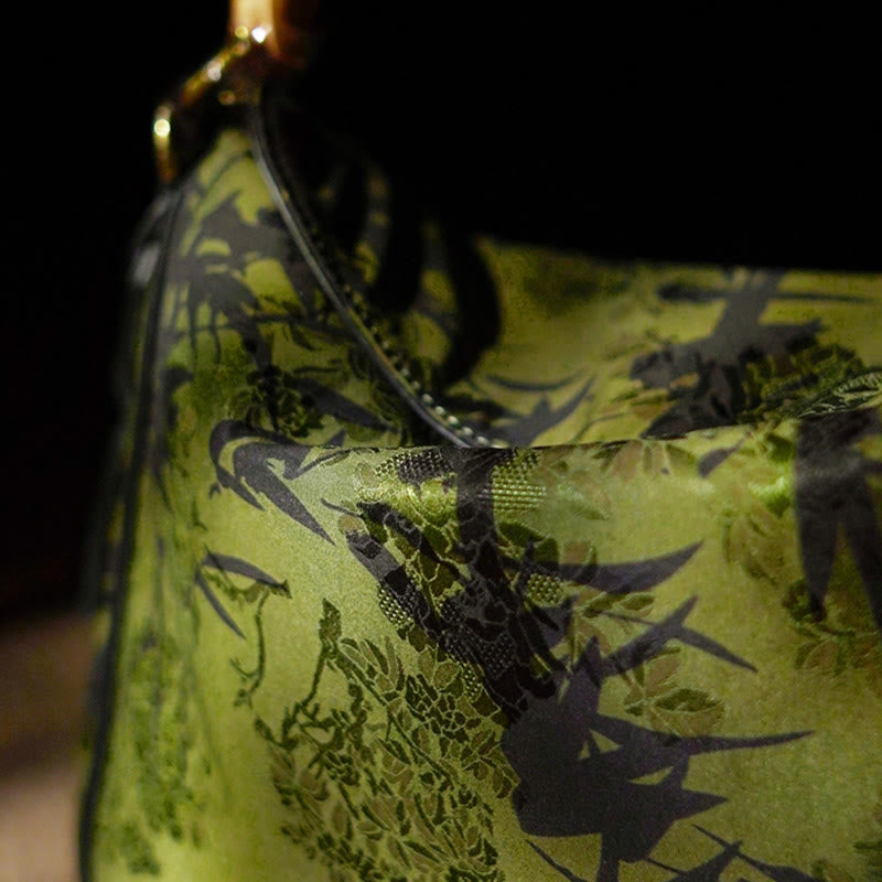 Buddha Stones Luxe Schoudertas (crossbody) van Xiangyunsha-zijde met bamboe handvat - image 8