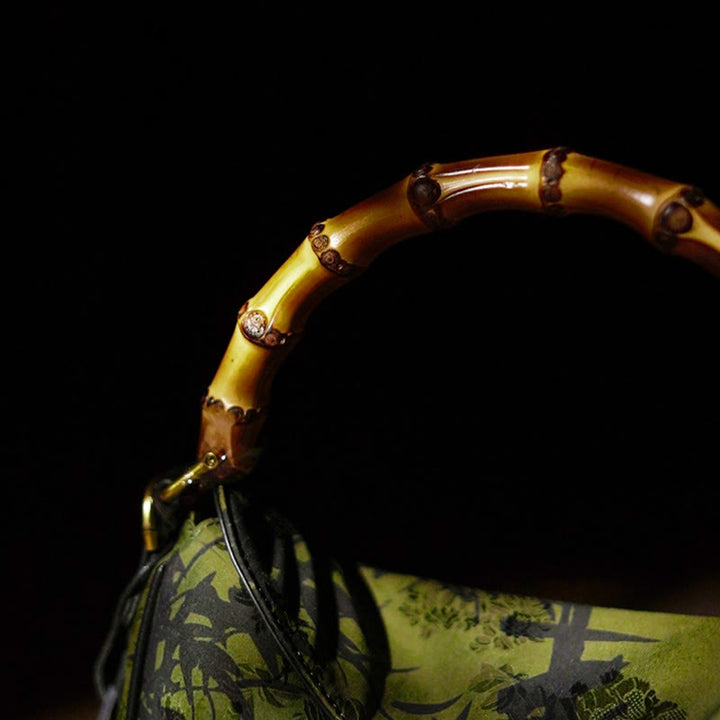 Buddha Stones Luxe Schoudertas (crossbody) van Xiangyunsha-zijde met bamboe handvat - image 6