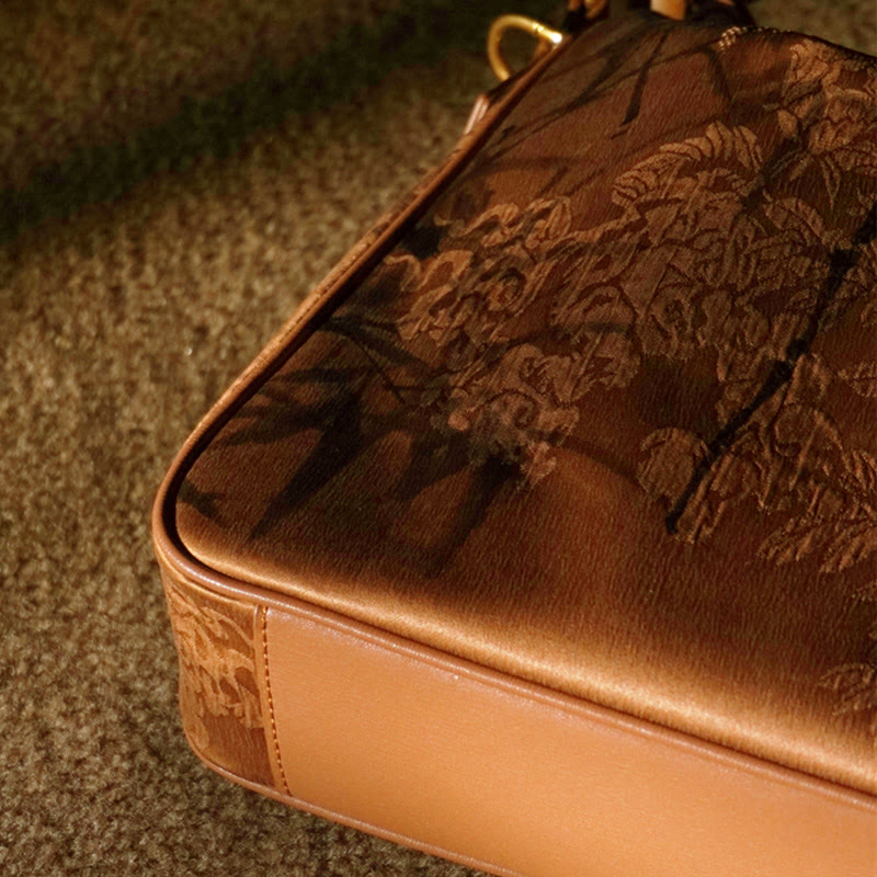 Buddha Stones Luxe Schoudertas (crossbody) van Xiangyunsha-zijde met bamboe handvat - image 26