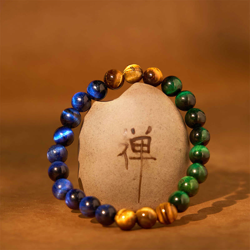 Buddha Stones Blauwe tijgeroog Groene tijgeroog Tijgeroog Armband - image 1