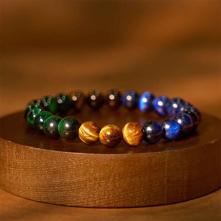Buddha Stones Blauwe tijgeroog Groene tijgeroog Tijgeroog Armband - Blauwe tijgeroog Groene tijgeroog Tijgeroog (Polsomtrek: 14-16 cm) - image 0