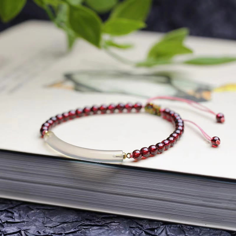 Buddha Stones Granaatgrijze agaat Mouwboord (halve Bangle-armband) - Granaatgrijze agaat (verstelbaar) - image 0