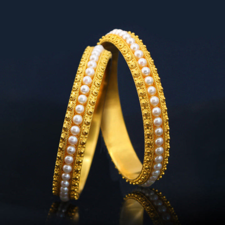 Buddha Stones Koperen parel helende Mouwboord (halve Bangle-armband) - image 1