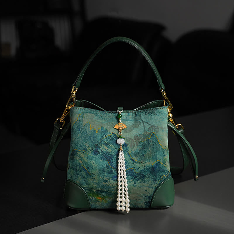 Buddha Stones Handgemaakte Schoudertas (crossbody), versierd met rivier- en bergkralen. - image 2