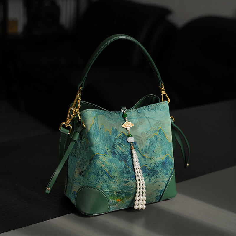 Buddha Stones Handgemaakte Schoudertas (crossbody), versierd met rivier- en bergkralen. - image 1