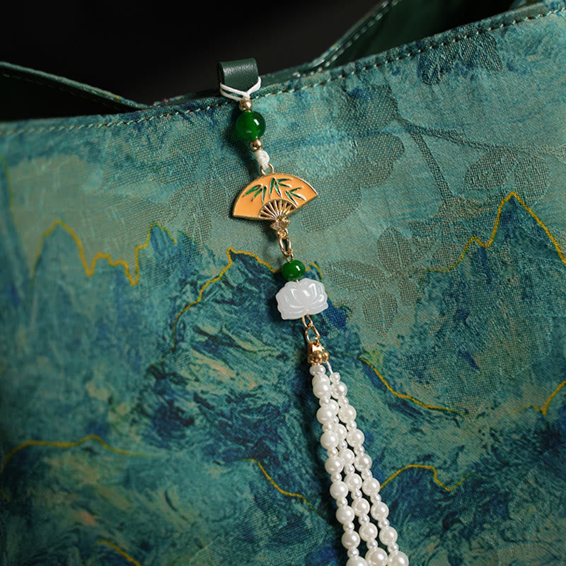 Buddha Stones Handgemaakte Schoudertas (crossbody), versierd met rivier- en bergkralen. - image 3