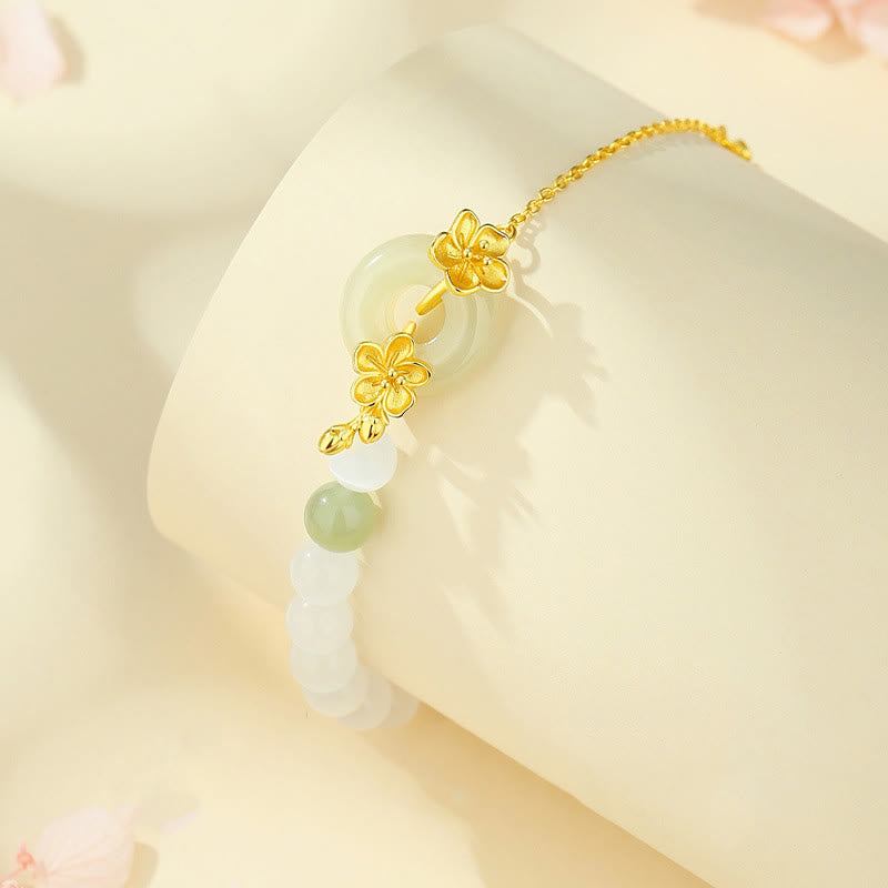 Buddha Stones Armband van chrysoberyl Hetian jade en 999 sterling zilver - image 1