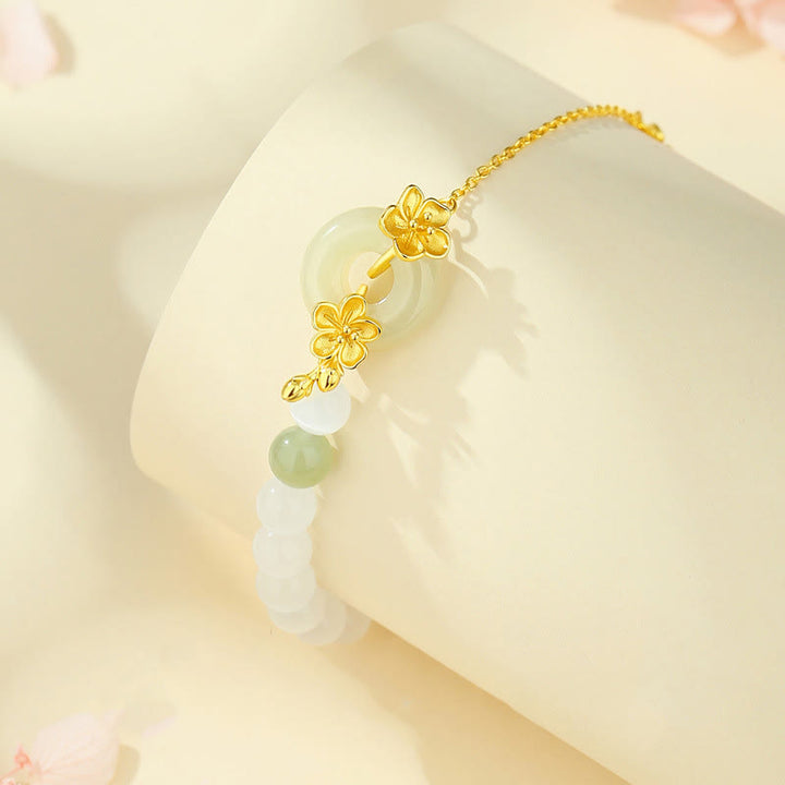 Buddha Stones Armband van chrysoberyl Hetian jade en 999 sterling zilver - image 1