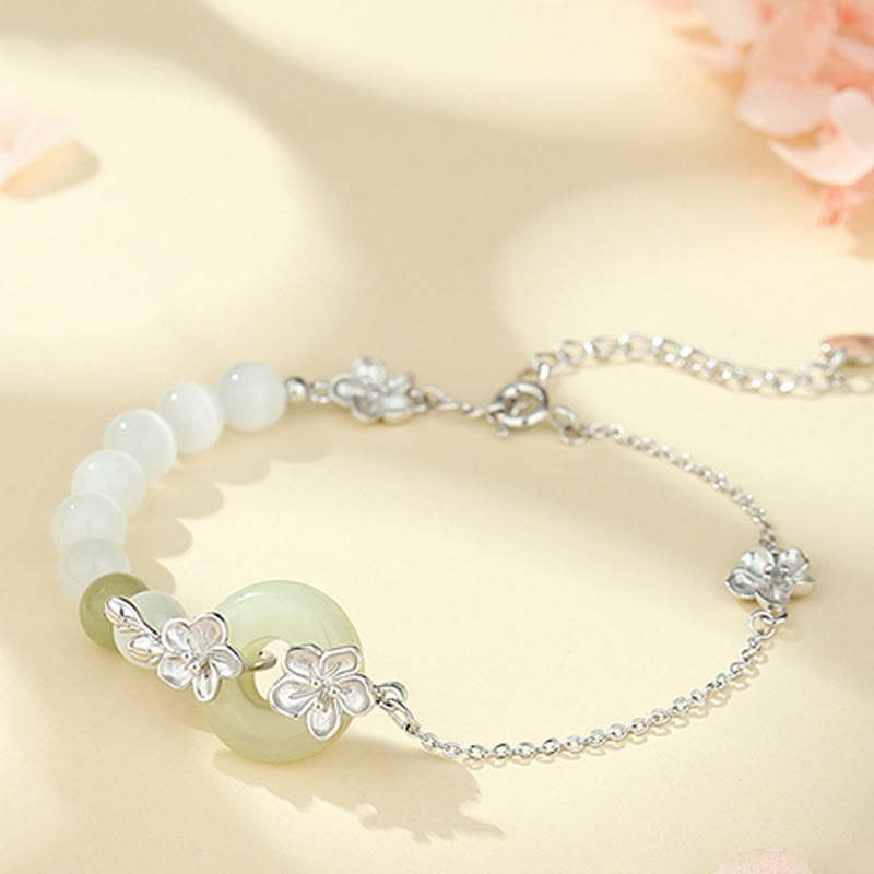 Buddha Stones Armband van chrysoberyl Hetian jade en 999 sterling zilver - Chrysoberyl Hetian Jade 999 Sterling Zilver (Polsomtrek: 14-19 cm) - image 9