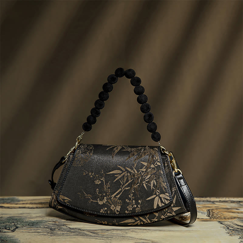 Buddha Stones Pruimkleurige bamboe kralenketting Xiangyunsha zijden Schoudertas (crossbody) Schoudertas - image 1