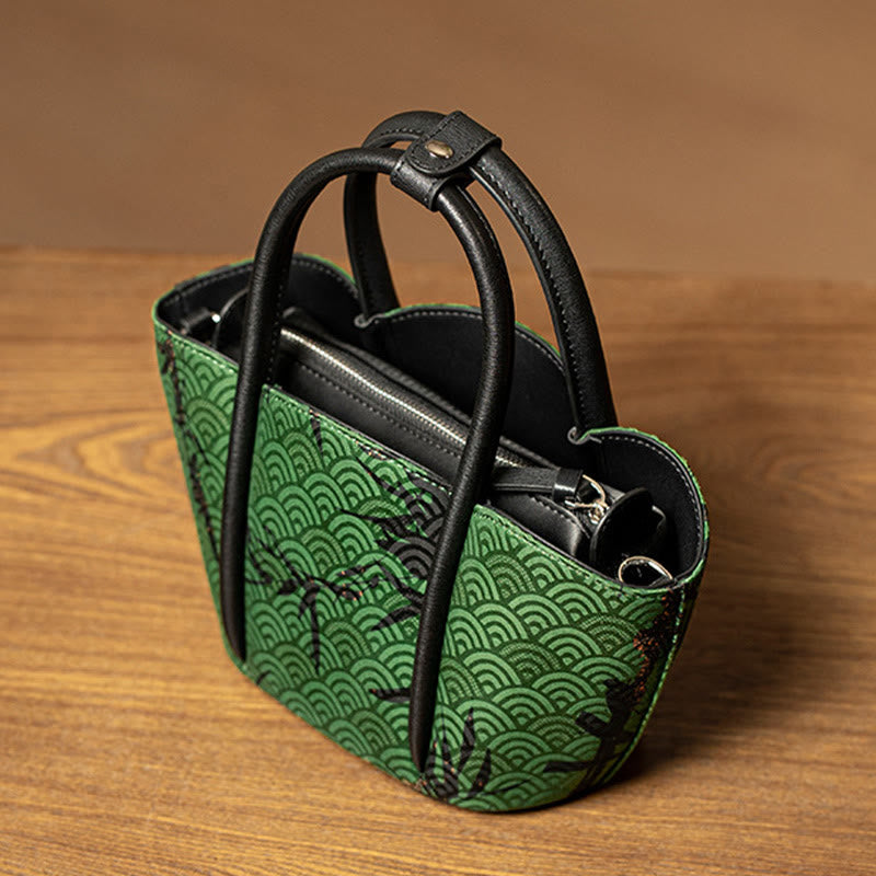 Buddha Stones Gebogen bamboe bloemvormige Xiangyunsha zijden Schoudertas (crossbody) handtas - image 2