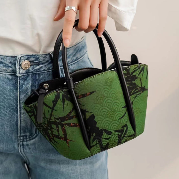 Buddha Stones Gebogen bamboe bloemvormige Xiangyunsha zijden Schoudertas (crossbody) handtas - image 7