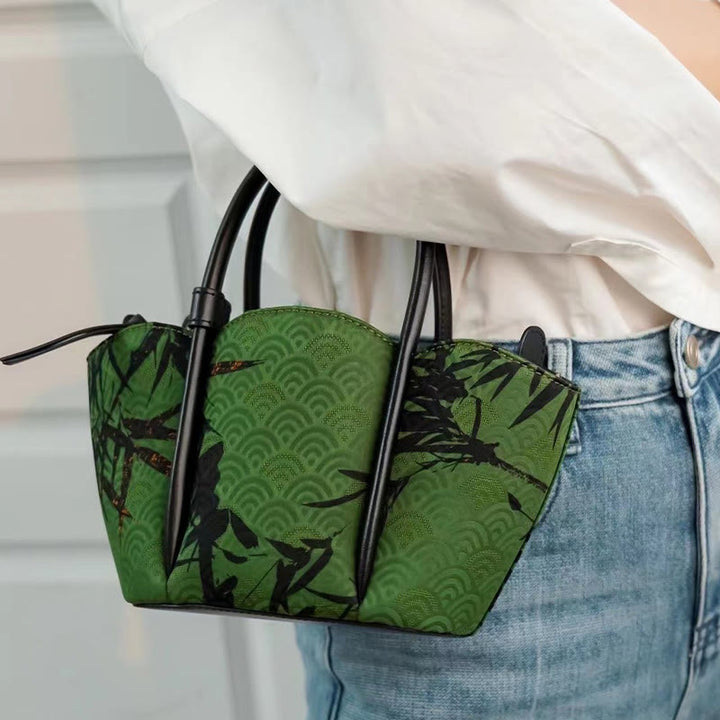 Buddha Stones Gebogen bamboe bloemvormige Xiangyunsha zijden Schoudertas (crossbody) handtas - image 8
