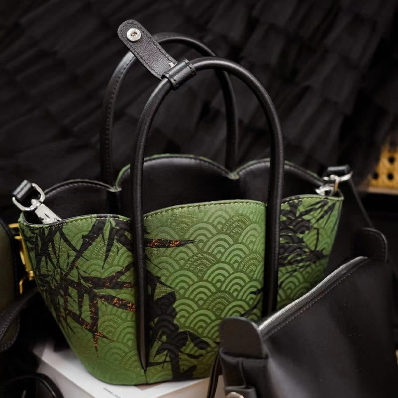 Buddha Stones Gebogen bamboe bloemvormige Xiangyunsha zijden Schoudertas (crossbody) handtas - image 6