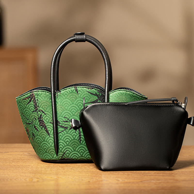 Buddha Stones Gebogen bamboe bloemvormige Xiangyunsha zijden Schoudertas (crossbody) handtas - image 3