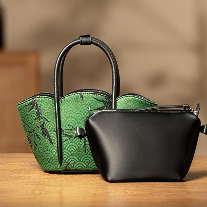 Buddha Stones Gebogen bamboe bloemvormige Xiangyunsha zijden Schoudertas (crossbody) handtas - image 3