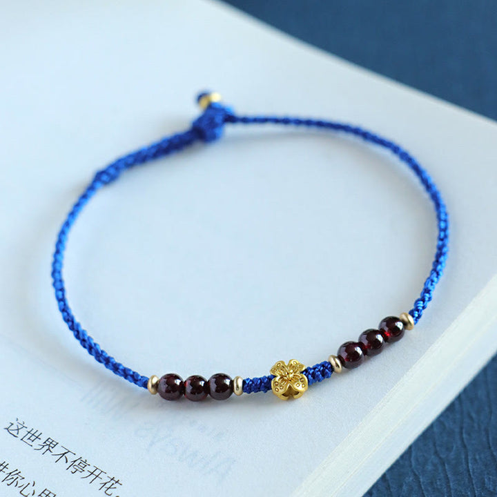 Buddha Stones Klein Blue String South Red Agate Garnet Copper Flower Power Armband - image 9
