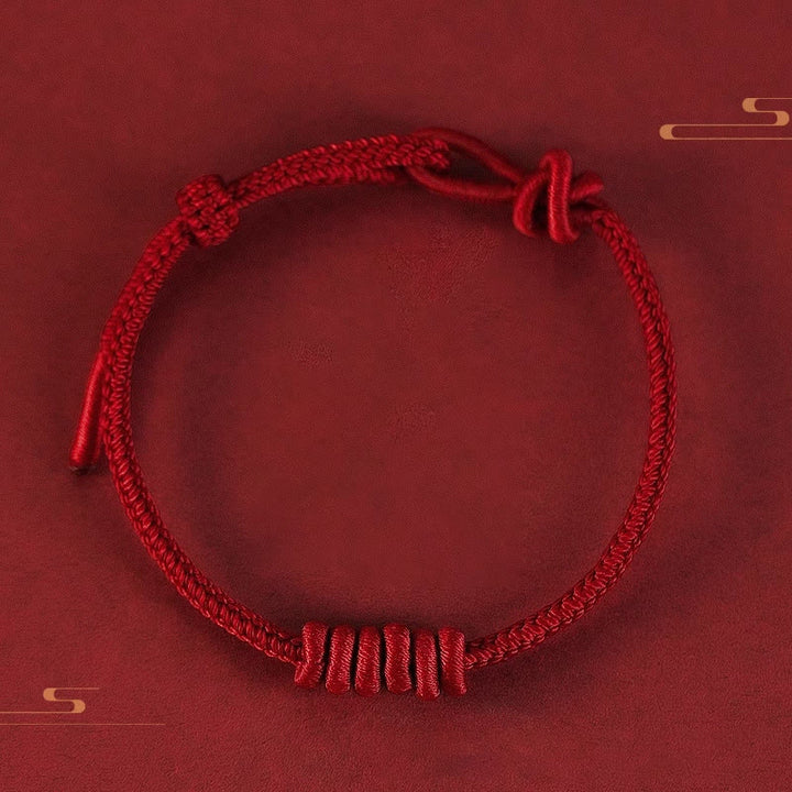Buddha Stones Rode koordarmband met Armband strengen - Donkerrood koord (Polsomtrek: 15-25 cm) - image 0