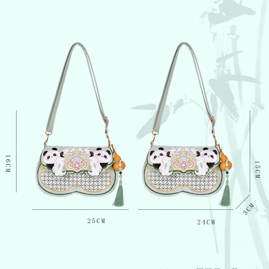 Buddha Stones Panda bloemen pompoen hanger Schoudertas Schoudertas (crossbody) - image 5