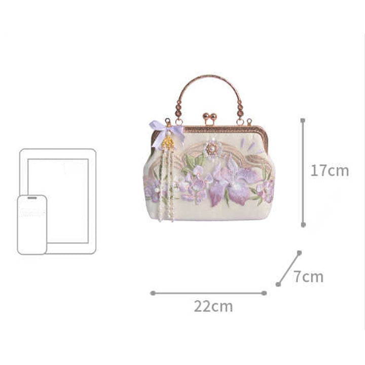 Buddha Stones Handtas met geborduurde bloemenkwast en parelketting, Schoudertas (crossbody) - image 8
