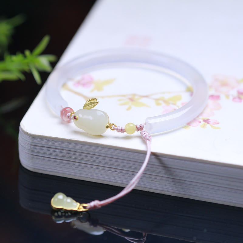 Buddha Stones Natuurlijke witte agaat Hetian jade konijn positieve Bangle-armband - image 3