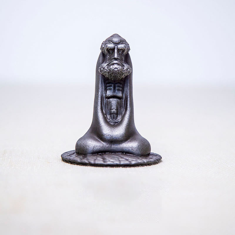 Buddha Stones Handgemaakt Bodhidharma beeld van ijzerpoeder, roest en gegoten hars, woondecoratie - Gepolijste versie 10*7,1*7,1 cm - image 13
