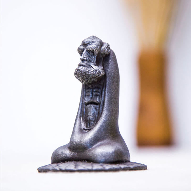 Buddha Stones Handgemaakt Bodhidharma beeld van ijzerpoeder, roest en gegoten hars, woondecoratie - image 16