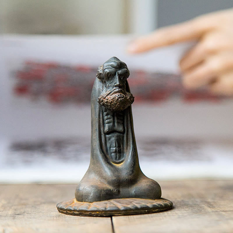 Buddha Stones Handgemaakt Bodhidharma beeld van ijzerpoeder, roest en gegoten hars, woondecoratie - image 7