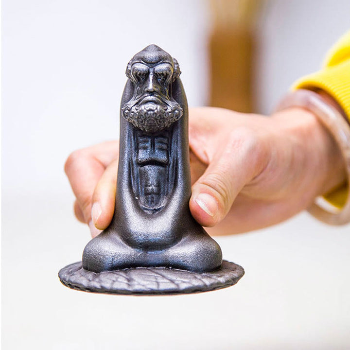 Buddha Stones Handgemaakt Bodhidharma beeld van ijzerpoeder, roest en gegoten hars, woondecoratie - image 17
