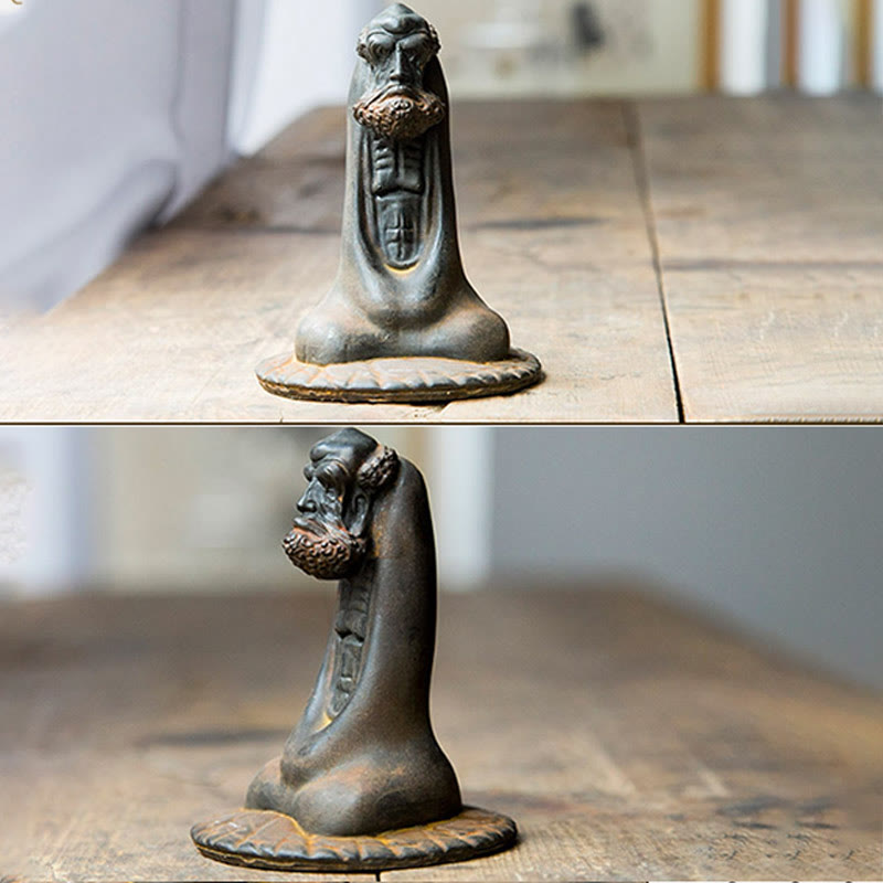 Buddha Stones Handgemaakt Bodhidharma beeld van ijzerpoeder, roest en gegoten hars, woondecoratie - image 11