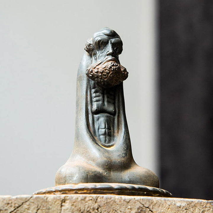 Buddha Stones Handgemaakt Bodhidharma beeld van ijzerpoeder, roest en gegoten hars, woondecoratie - image 6