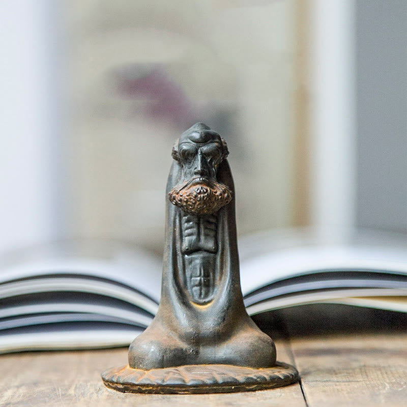 Buddha Stones Handgemaakt Bodhidharma beeld van ijzerpoeder, roest en gegoten hars, woondecoratie - image 1