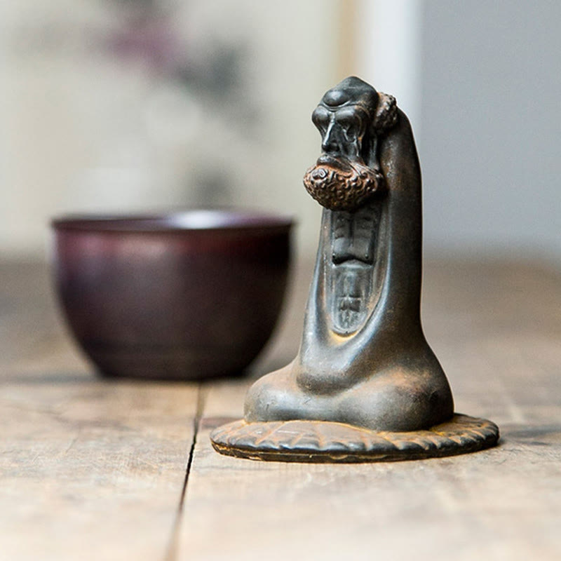 Buddha Stones Handgemaakt Bodhidharma beeld van ijzerpoeder, roest en gegoten hars, woondecoratie - image 3