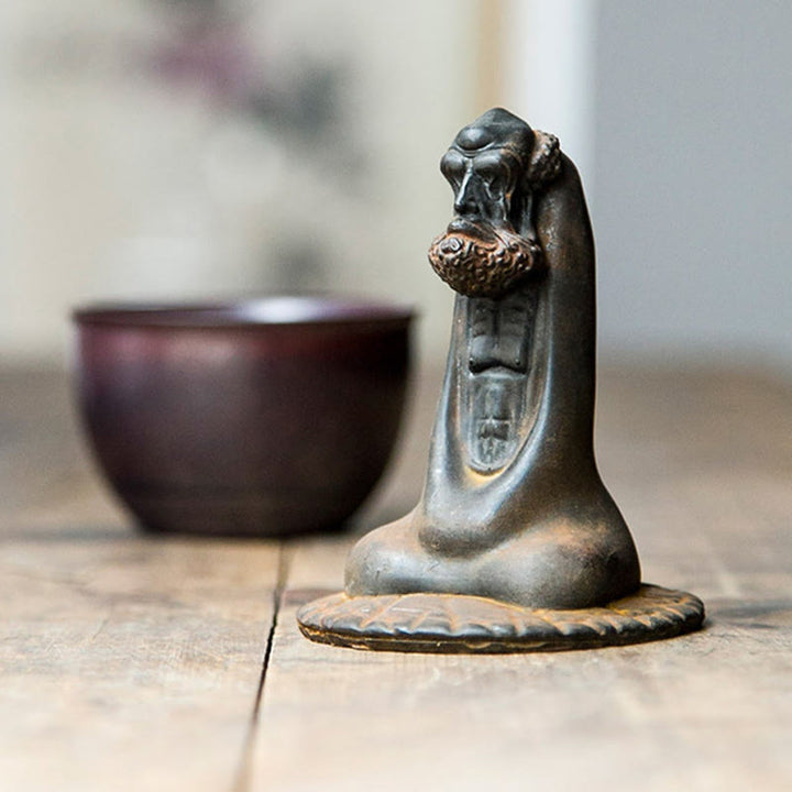 Buddha Stones Handgemaakt Bodhidharma beeld van ijzerpoeder, roest en gegoten hars, woondecoratie - image 3