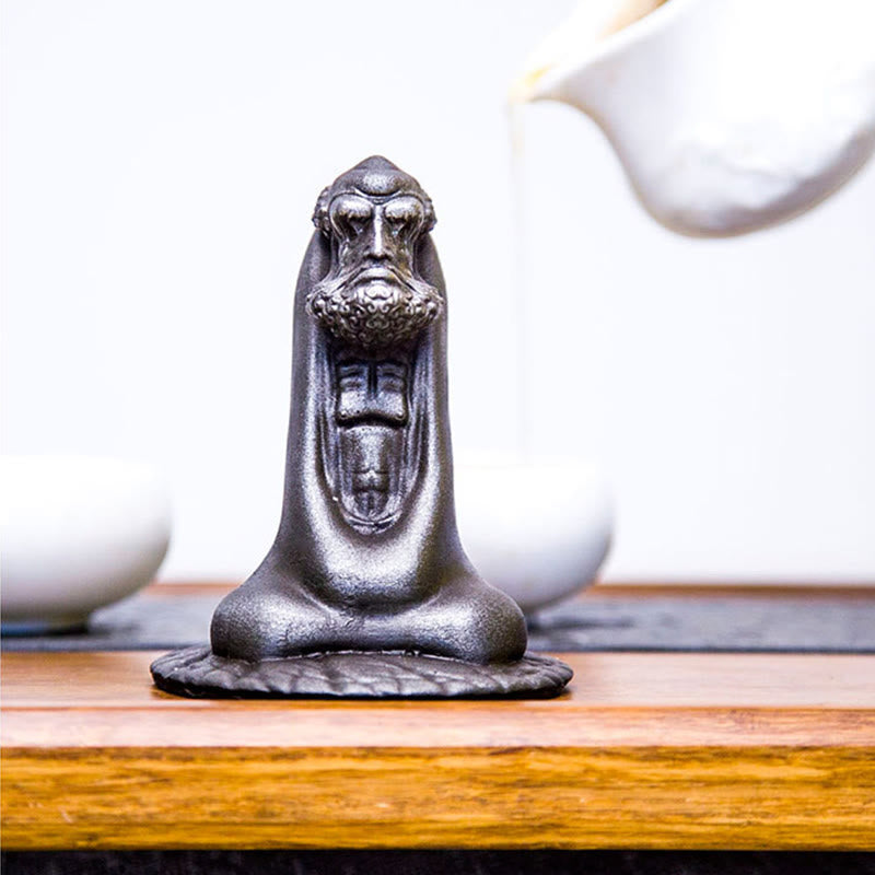 Buddha Stones Handgemaakt Bodhidharma beeld van ijzerpoeder, roest en gegoten hars, woondecoratie - image 24