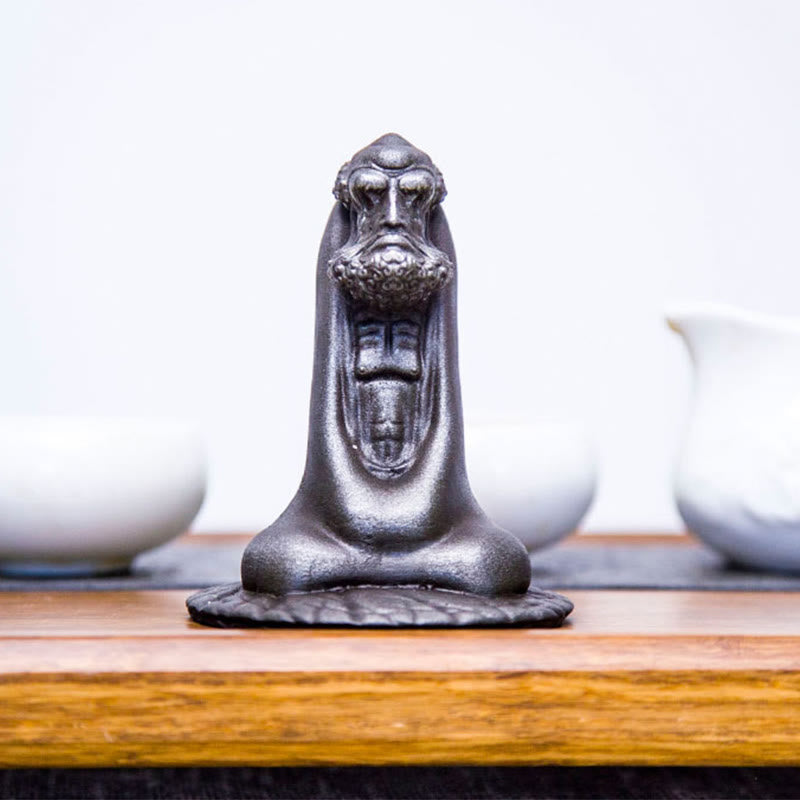 Buddha Stones Handgemaakt Bodhidharma beeld van ijzerpoeder, roest en gegoten hars, woondecoratie - image 23