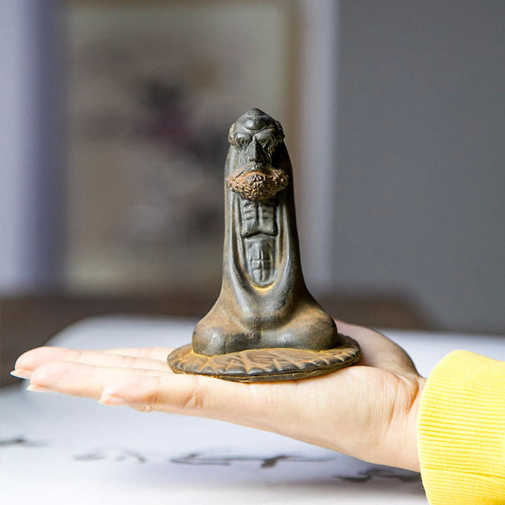 Buddha Stones Handgemaakt Bodhidharma beeld van ijzerpoeder, roest en gegoten hars, woondecoratie - image 4