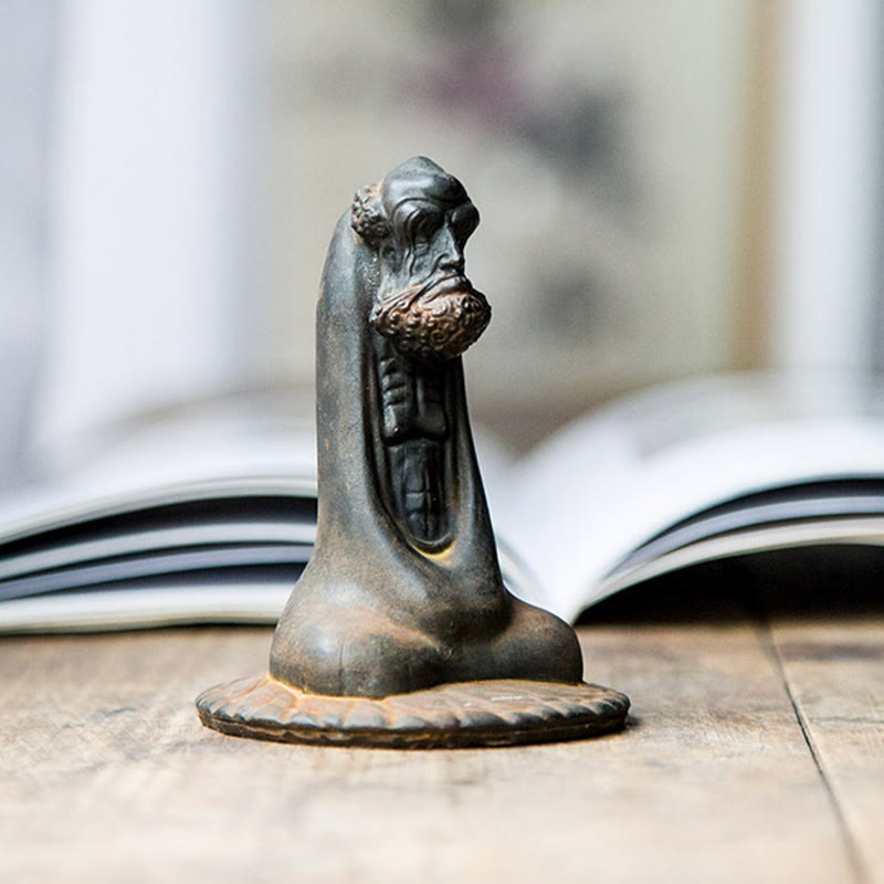 Buddha Stones Handgemaakt Bodhidharma beeld van ijzerpoeder, roest en gegoten hars, woondecoratie - image 2