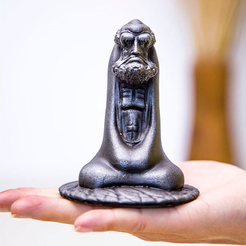 Buddha Stones Handgemaakt Bodhidharma beeld van ijzerpoeder, roest en gegoten hars, woondecoratie - image 18