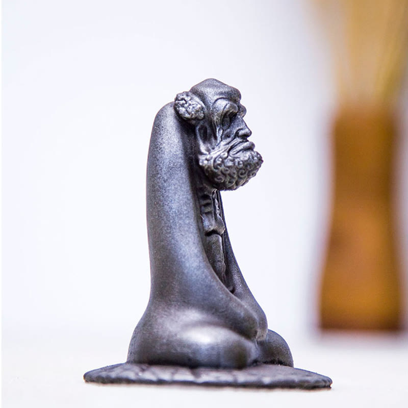 Buddha Stones Handgemaakt Bodhidharma beeld van ijzerpoeder, roest en gegoten hars, woondecoratie - image 15