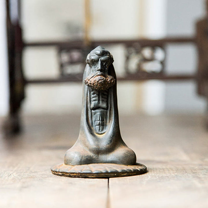 Buddha Stones Handgemaakt Bodhidharma beeld van ijzerpoeder, roest en gegoten hars, woondecoratie - image 9
