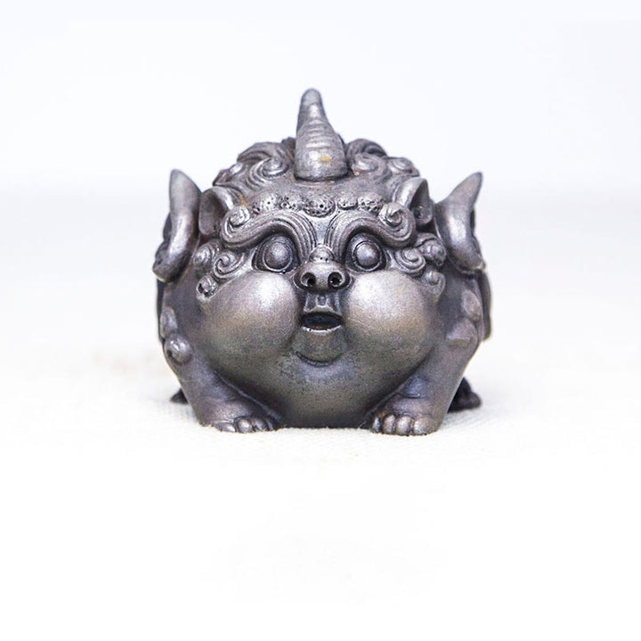 Buddha Stones Handgemaakte rijkdom PiXiu ijzerpoeder roest gegoten hars beeldje huisdecoratie - Gepolijste versie 9*9*8,5 cm - image 14