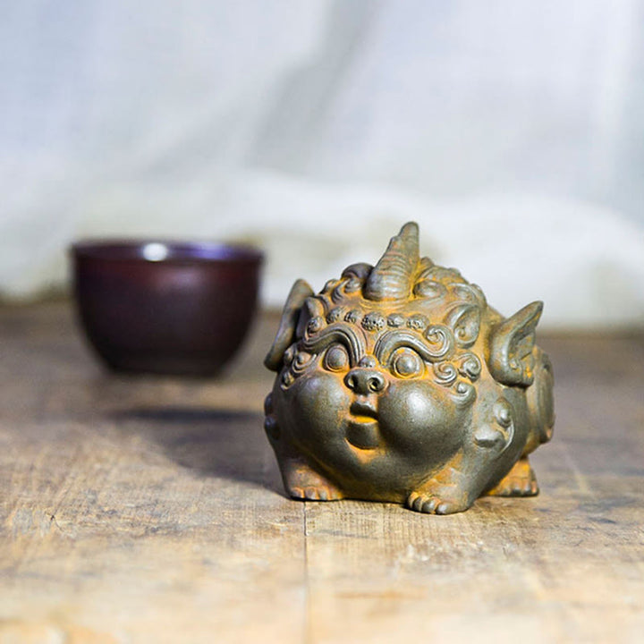Buddha Stones Handgemaakte rijkdom PiXiu ijzerpoeder roest gegoten hars beeldje huisdecoratie - image 8