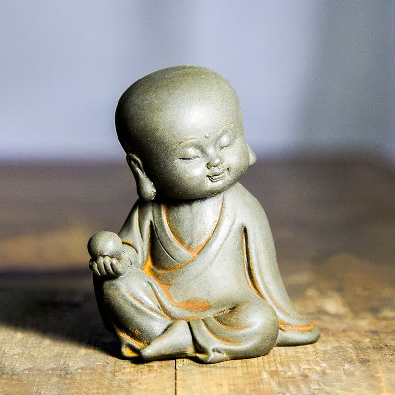 Buddha Stones Handgemaakte Ksitigarbha Kwan Yin Guanyin Avalokitesvara Tathagata Ijzerpoeder Roest Gegoten Hars Standbeeld Woondecoratie - Rust-versie - Ksitigarbha 10,5*8,7*6,5 cm - image 1