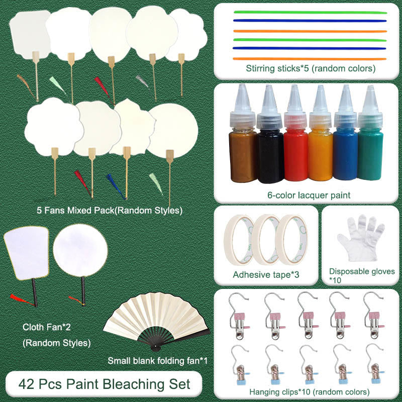 Buddha Stones DIY Chinese Waaier , blanco beschildering, Waaier - 42-delige verfbleekset - image 3